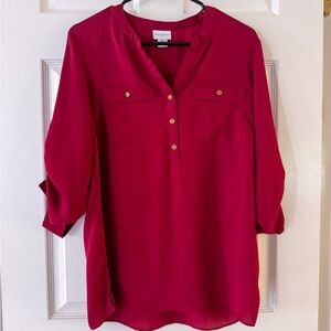 Jaclyn Smith Red Blouse Gold Buttons M Festive Christmas Cherry Girl